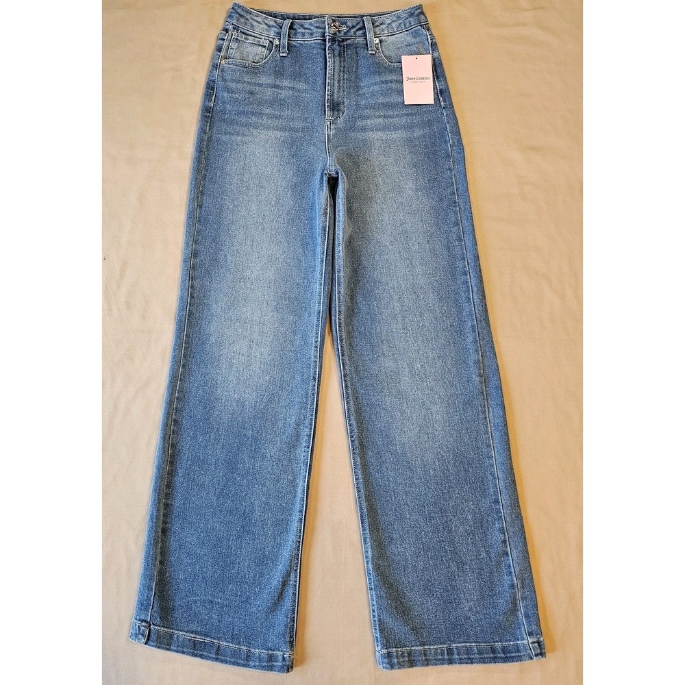 Juicy Couture Jeans Y2K Wide Leg Rhinestone Logo Women's 5/27 Lunita Light Wash‎